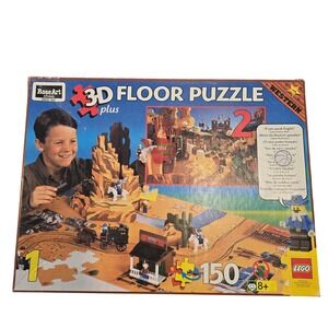 Vintage Rose Art LEGO 3D Plus Floor Puzzle Western Wild West 150 Pieces 1997‎